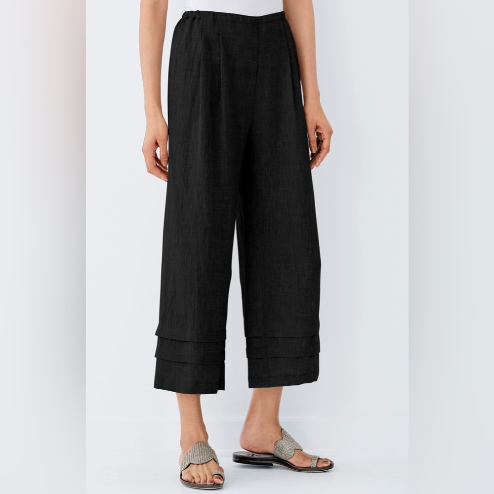 Go Lightly Adair Black Linen Pants Made in USA Size 1